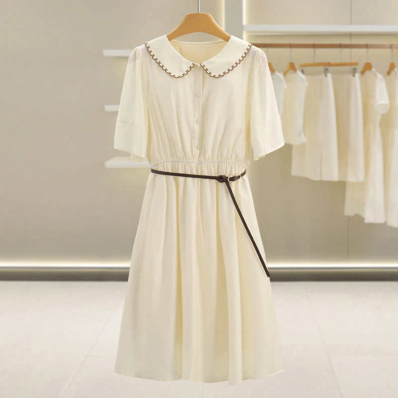 F229-【恋】学院风可爱翻领弹力腰显瘦连衣裙#BML56L042