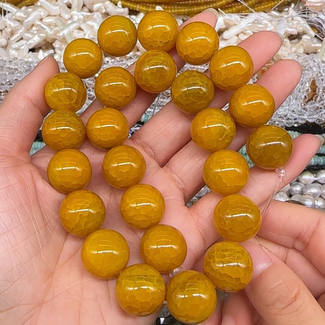 玛瑙/玉髓合金珠宝半成品黄玛瑙15mm一条