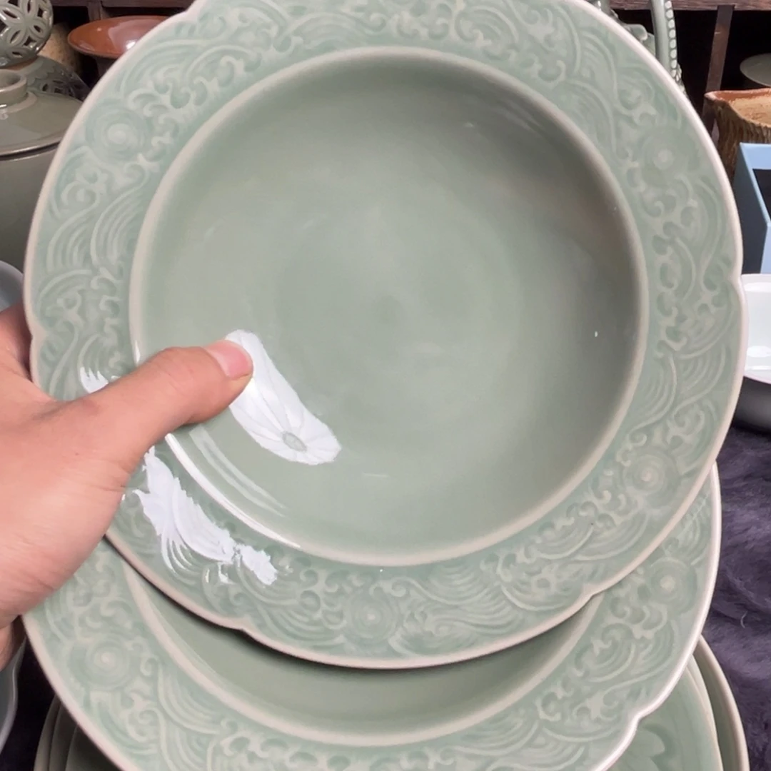 瓷微瑕海浪盘 2 只特价