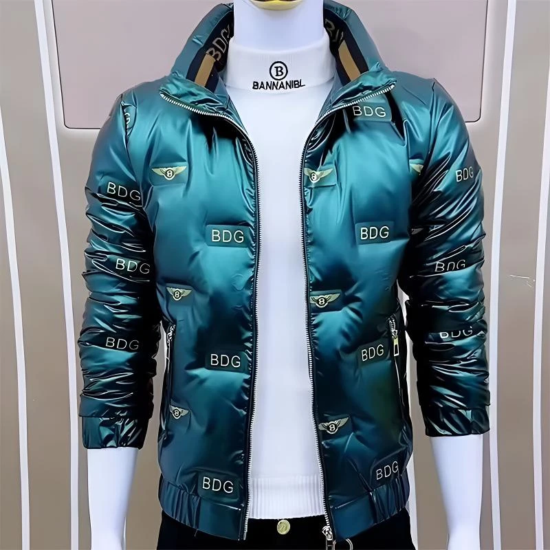 冬季立领棉衣男士休闲修身百搭亮面外套保暖棉服帅气潮流时尚外套