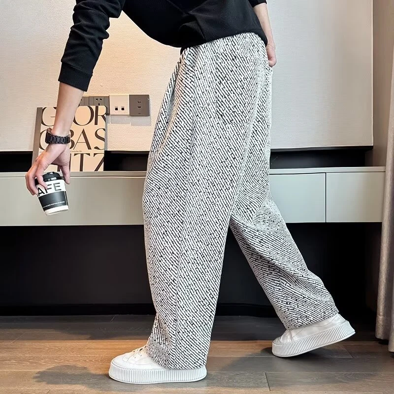 直筒潮牌满天星卫裤加厚休闲裤男士秋冬2025新款时尚裤子阔腿潮流