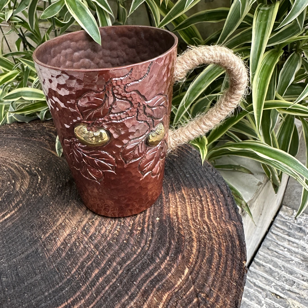 非物质文化遗产纯紫铜手工制作250毫升咖啡杯
