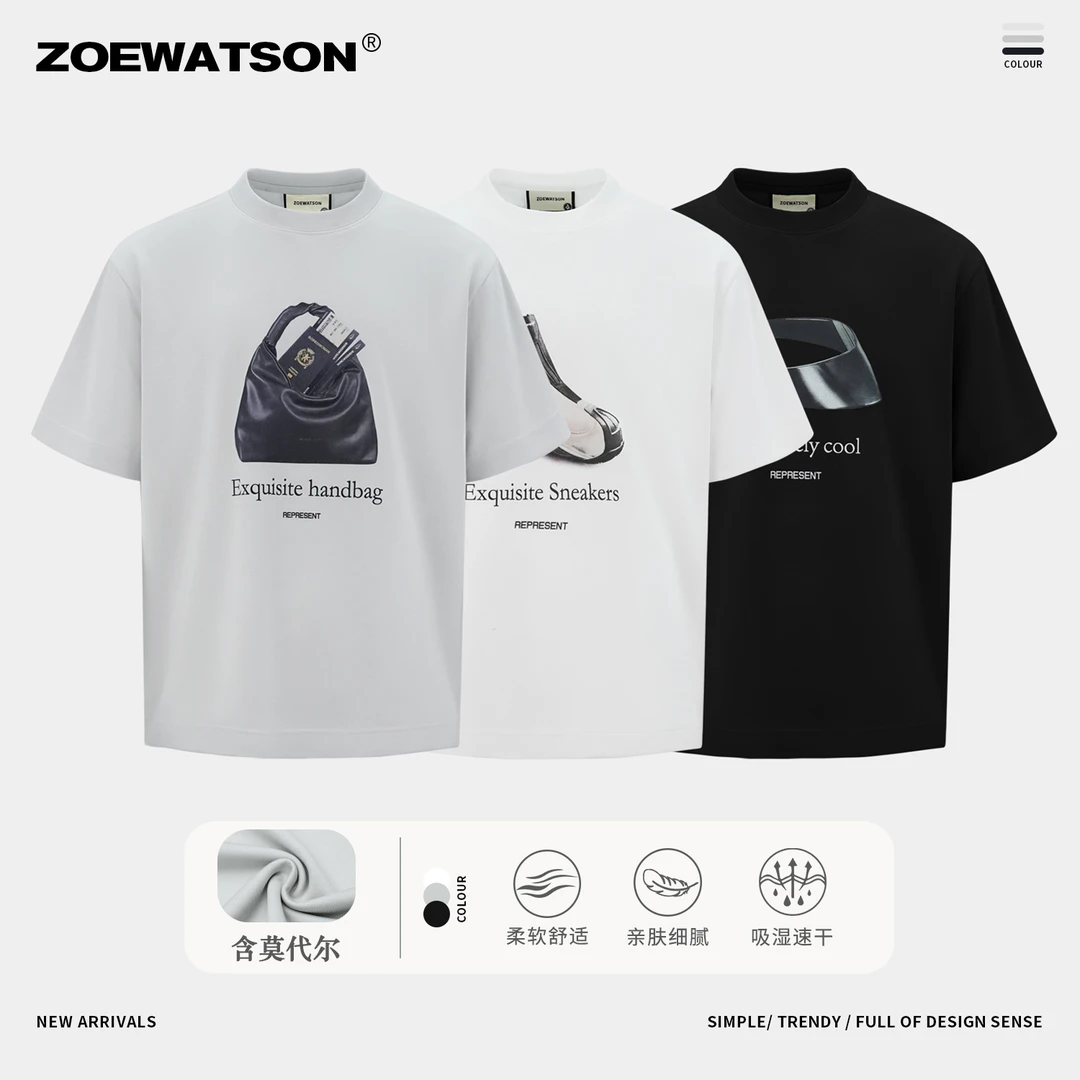 【ZOEWATSON】短袖印花夏季吸汗透气圆领T恤圆领户外运动T恤Z2726