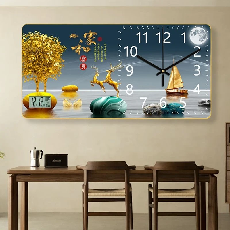SZ02家和富贵电子时钟挂钟客厅福禄挂钟中国风钟日历挂钟装饰画