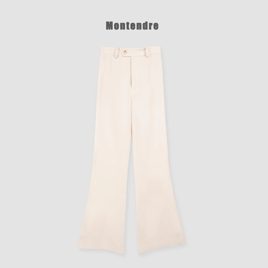 【Montendre】腿精裤 夏季极简风气质休闲高腰直筒喇叭裤显瘦舒适