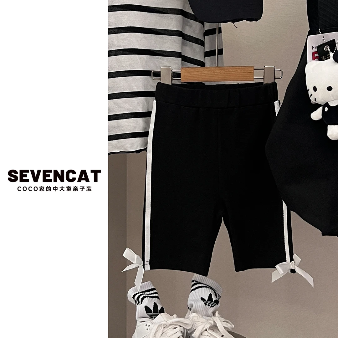 在仓【可妈定制25夏】简约蝴蝶结中裤骑行打底裤 中大童亲子款