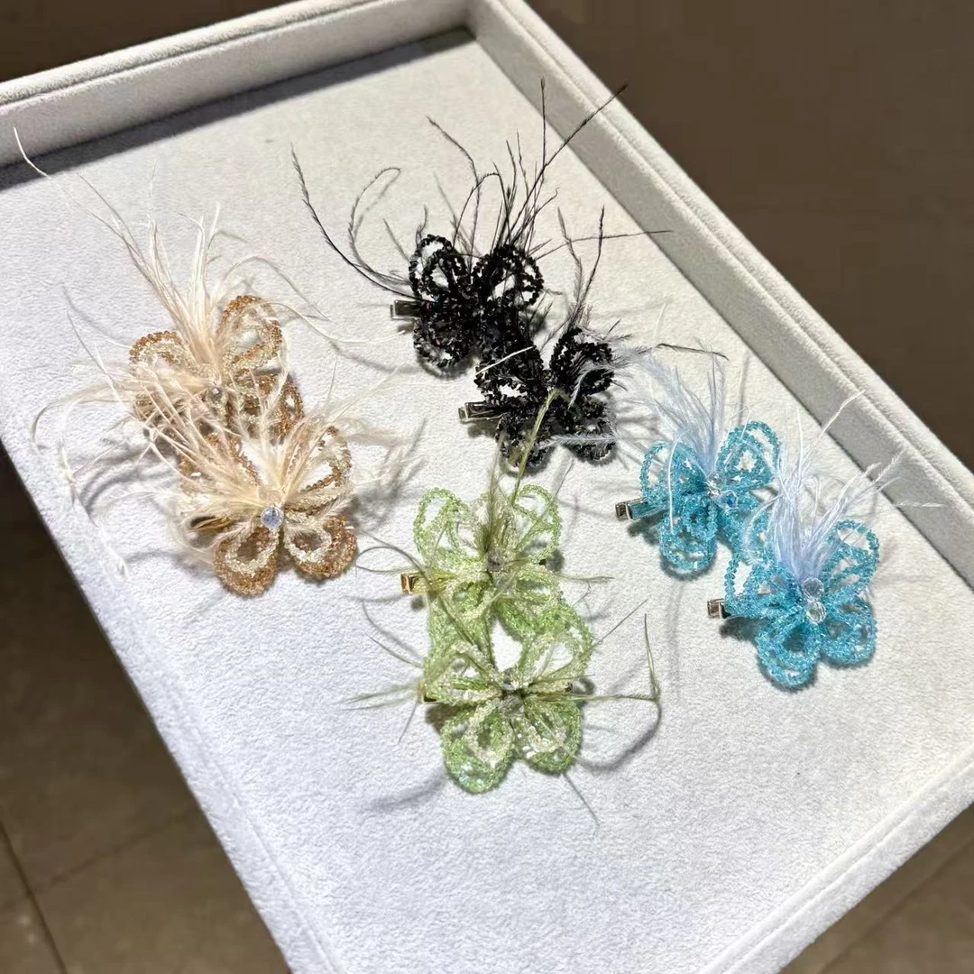 【莫奈海之星】羽毛小对夹小众设计气质高级感日常款