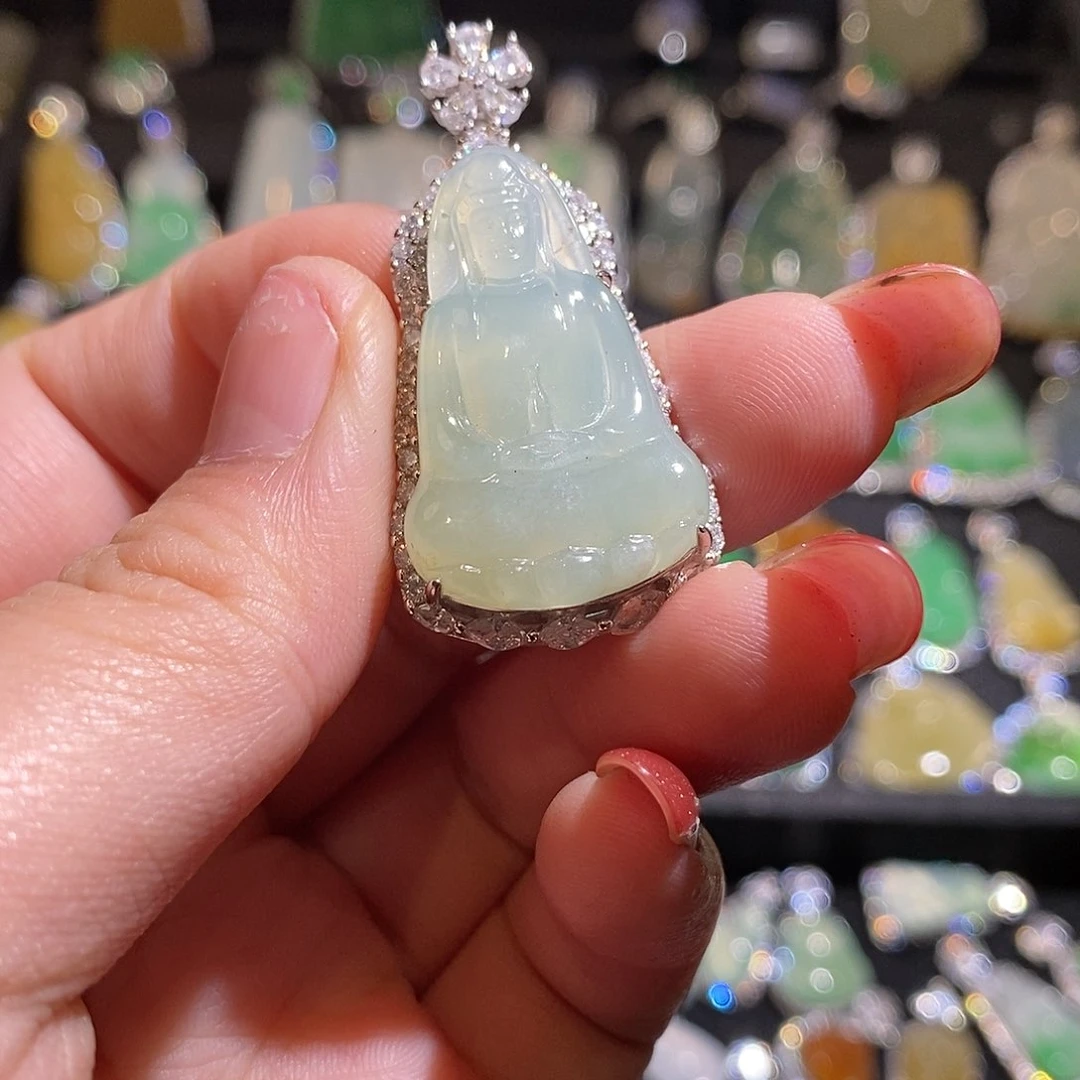 颈饰银S925镶嵌翡翠天然翡翠