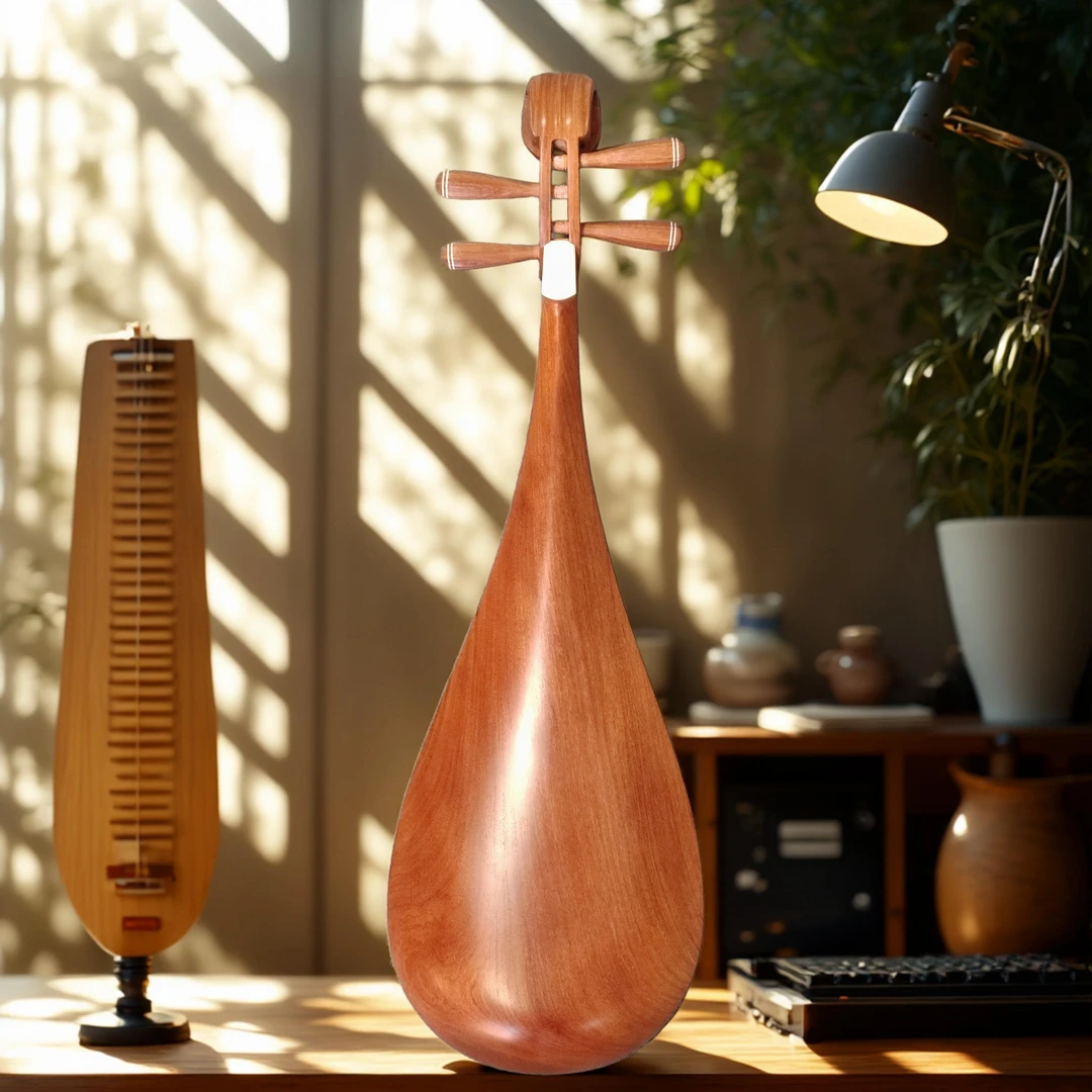 精品大果紫檀牡丹头琵琶整背原木抛光适合练习考级演奏厂家直销