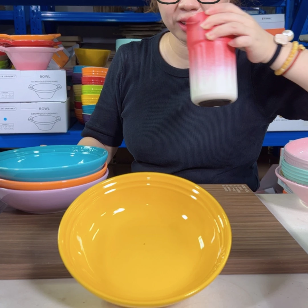 陶瓷落日黄燕麦碗
