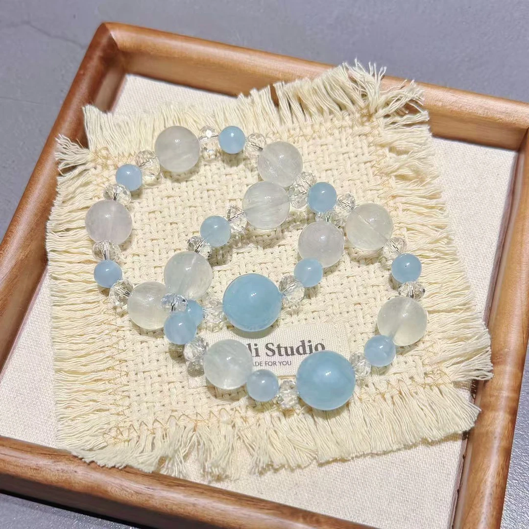 2865【薄荷之夏】天然 海蓝宝 萤石设计款多样性发