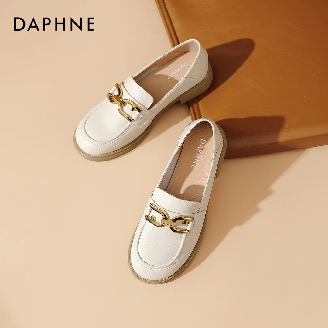 达芙妮时尚厚底通勤乐福鞋女舒适小皮鞋2025夏季新款休闲软底单鞋