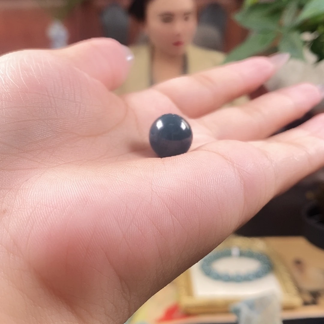 未镶嵌手链翡翠卡13.9mm深蓝弹珠1颗