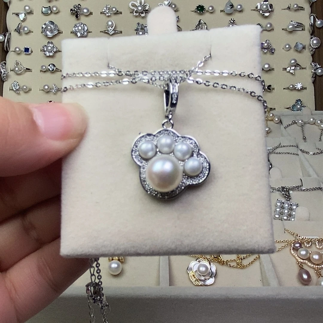 银S925镶嵌淡水珍珠耳饰