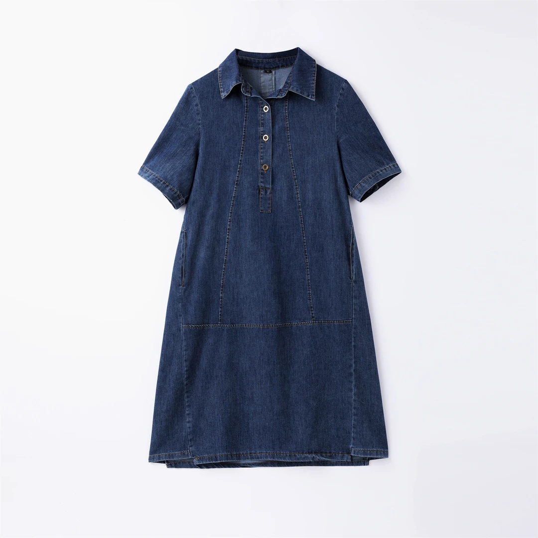夏季新款气质时尚减龄宽松女装牛仔连衣裙#8529