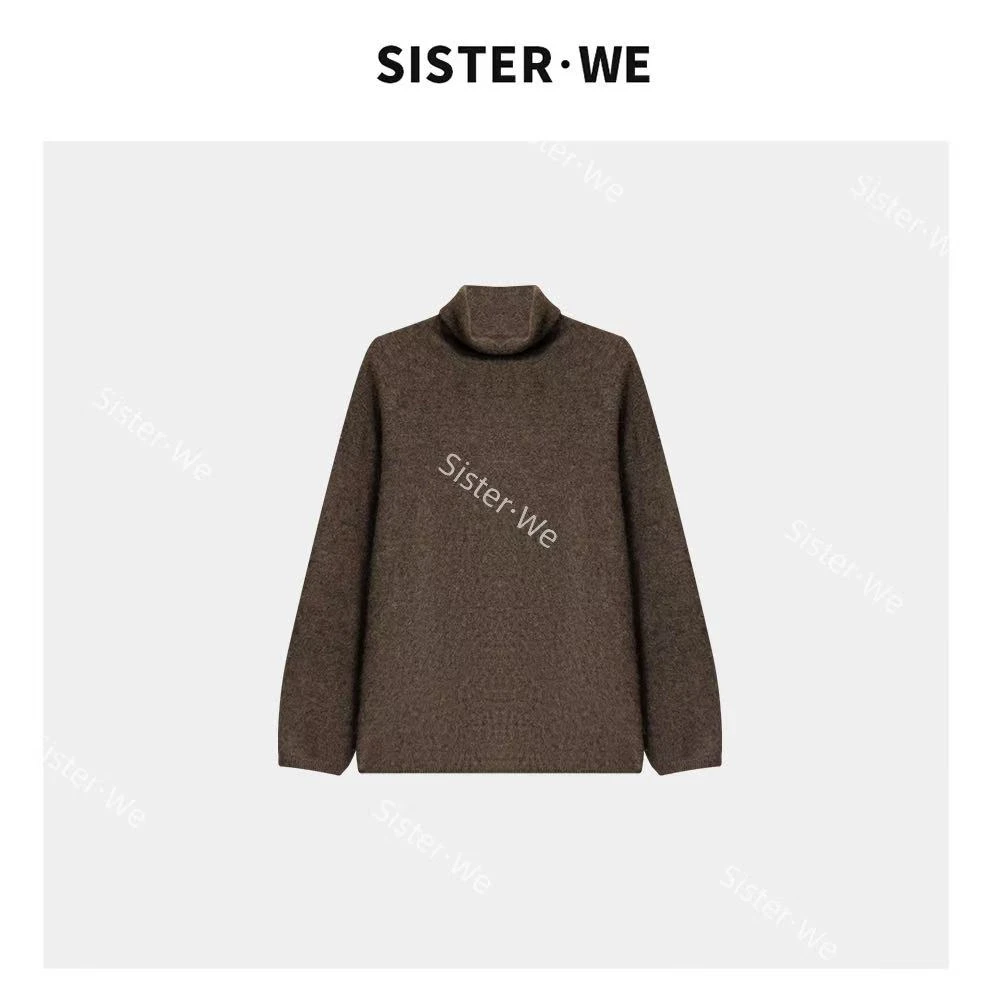 薇姐【云间】Sister·We宽松显瘦打底堆堆领羊绒针织衫上衣 8804