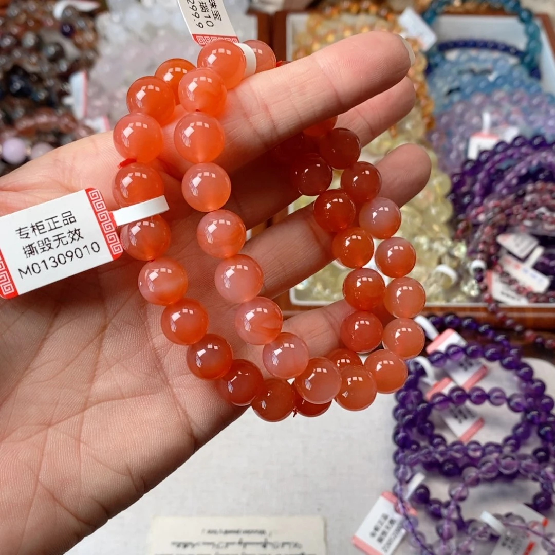 玛瑙/玉髓未镶嵌手链冰红玛瑙10