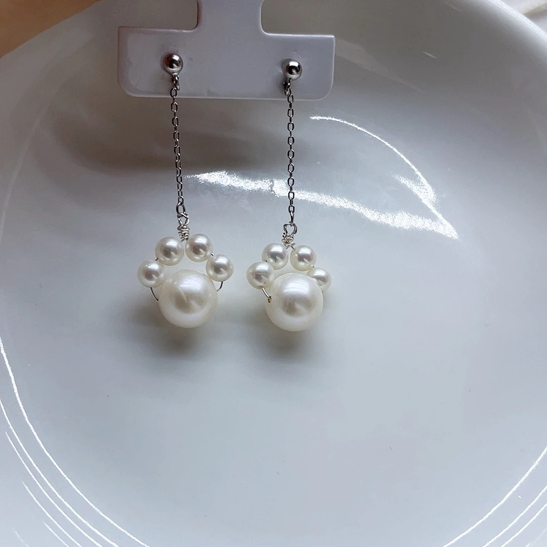 银S925镶嵌耳饰淡水珍珠