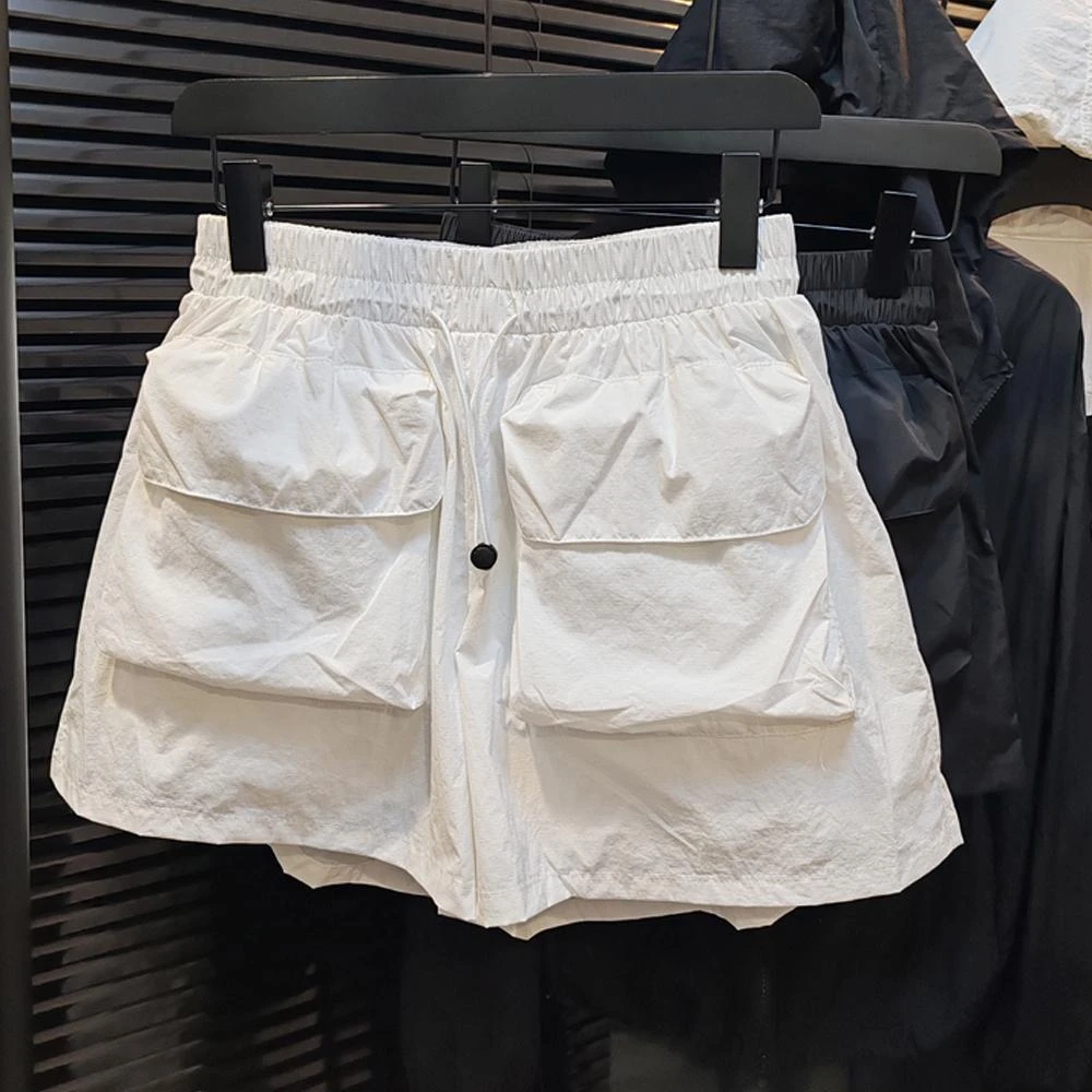 【立体大口袋抽绳a字工装裤】时尚薄款短裤显瘦高腰款百搭