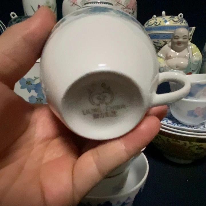 醴陵釉下五彩群力茶杯微瑕