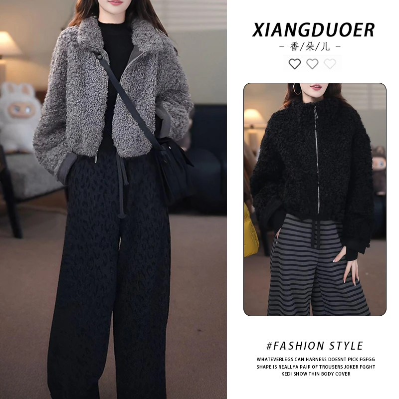 轻奢短款羊羔绒外套2025冬季款风格奢华个性冬日小众单品