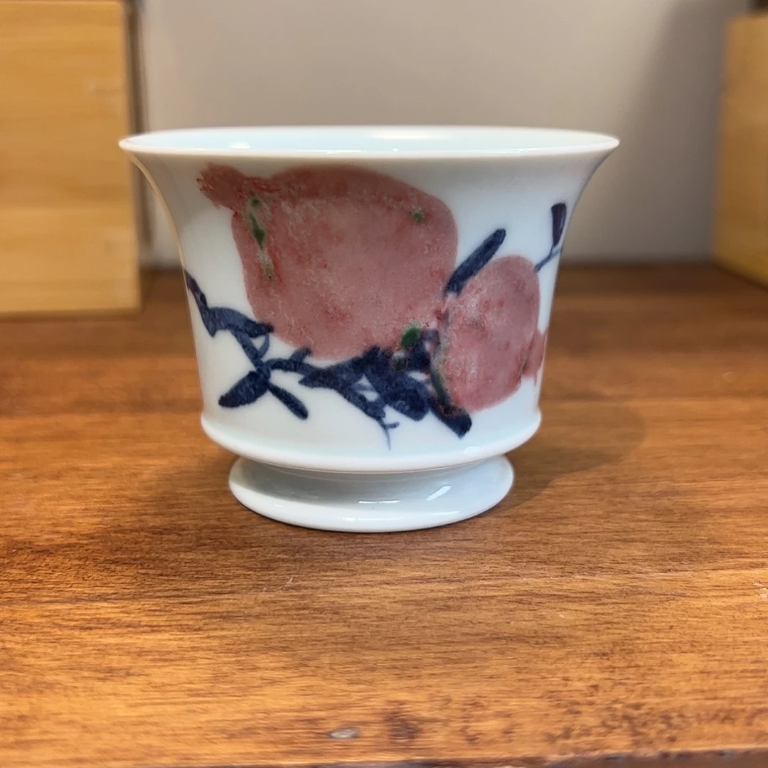 青花釉里红色差放漏80cc主人杯