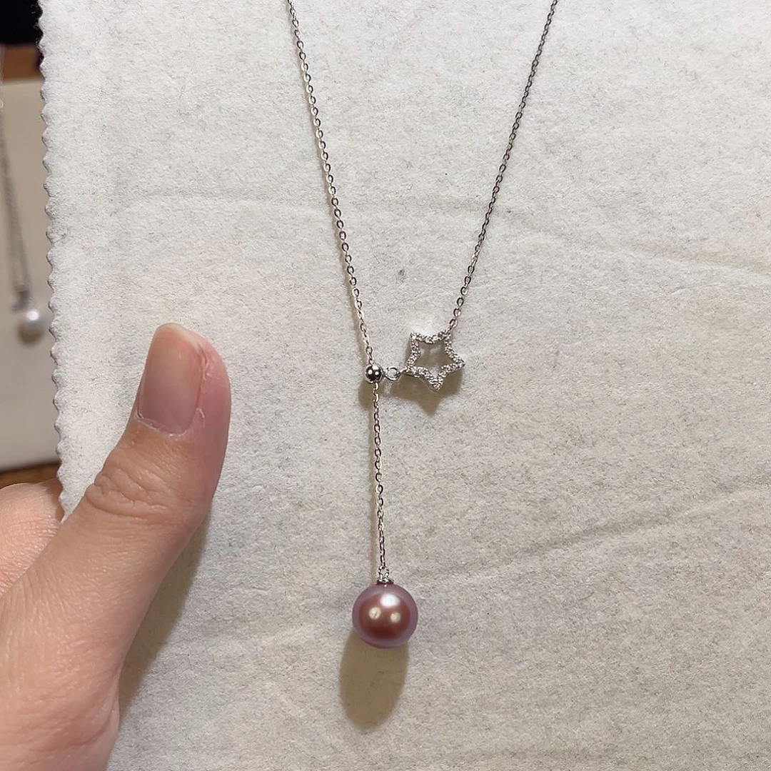 颈饰银S925镶嵌淡水珍珠
