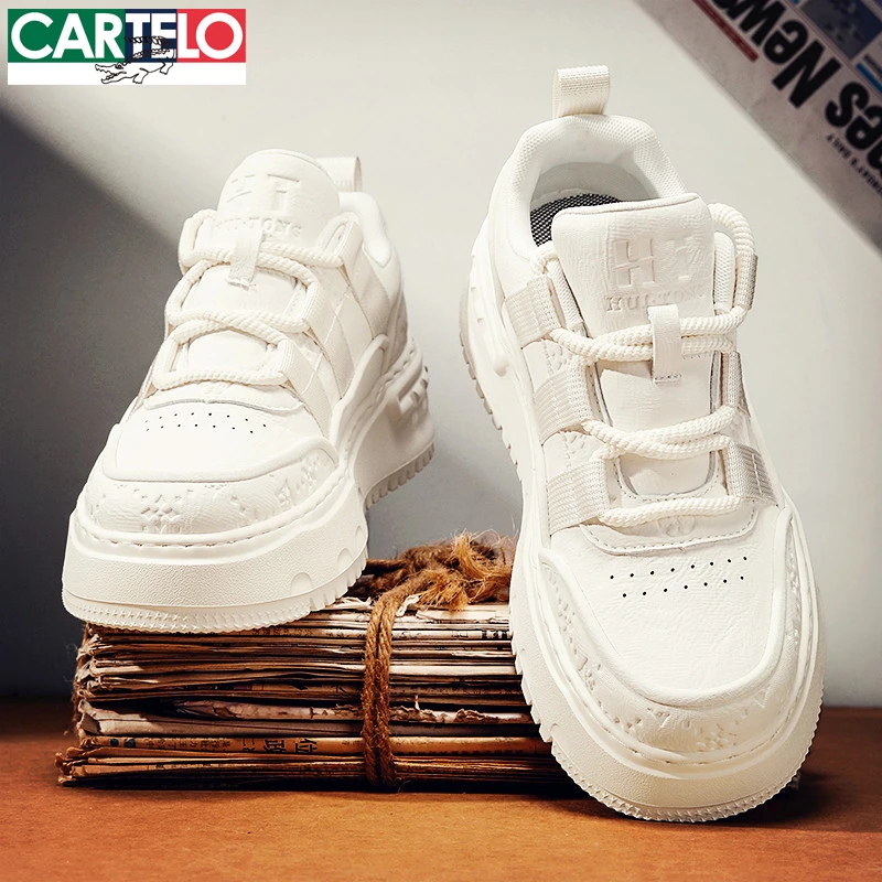 卡帝乐鳄鱼板鞋男款冬季2025新款皮质休闲增高鞋子男士小白鞋男鞋