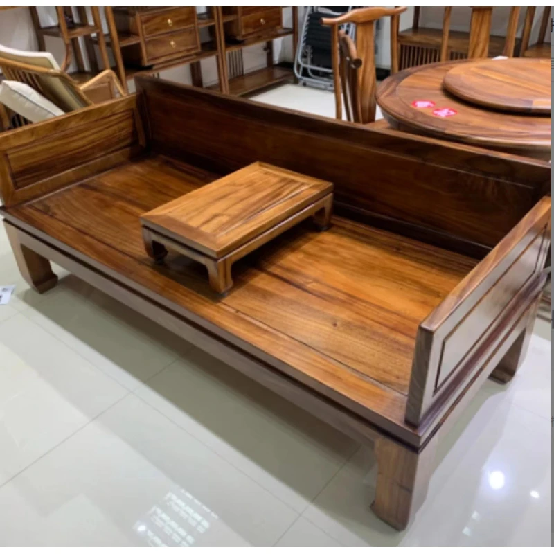 新中式南美胡桃木实木马蹄罗汉床