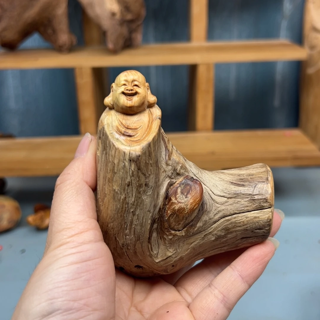 老***影木崖柏木摆件手把件