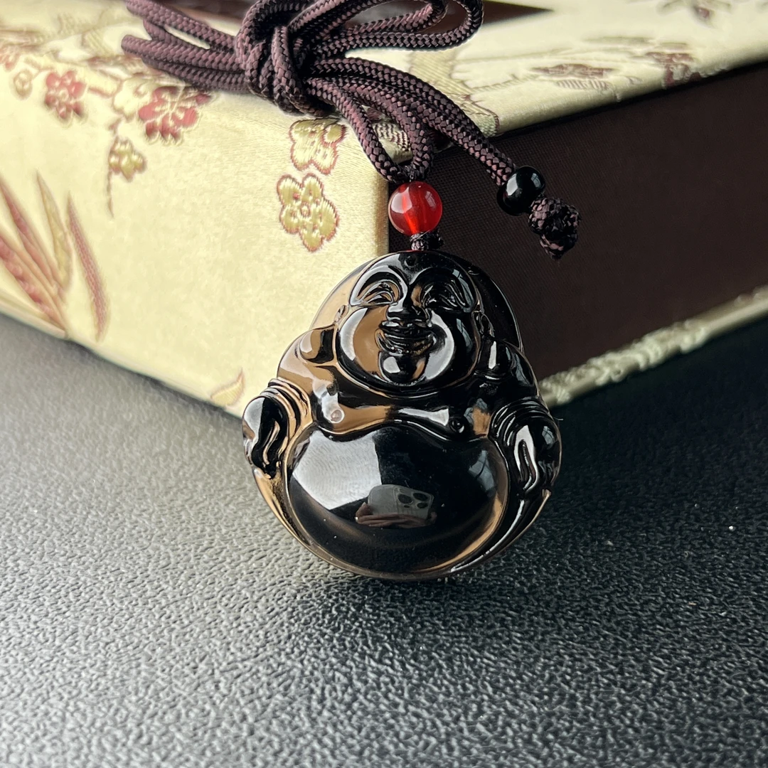 【宠粉福利】黑曜石佛公吊坠男款黑曜岩珠宝玉石挂件女@只发一件