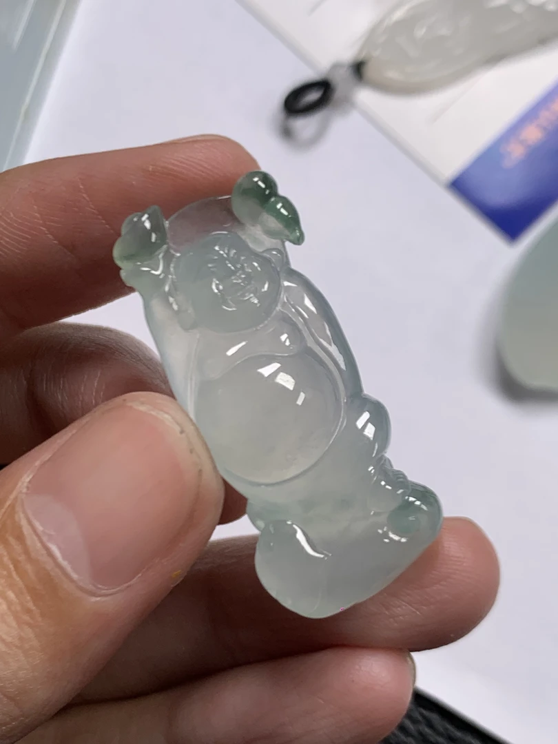 天然缅料a货翡翠弥勒佛 36.8×15.4×8.3mm