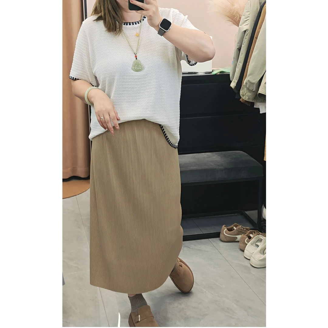 2025新款垂感半身裙女夏季显瘦高腰抖抖裙休闲宽松直筒中长裙