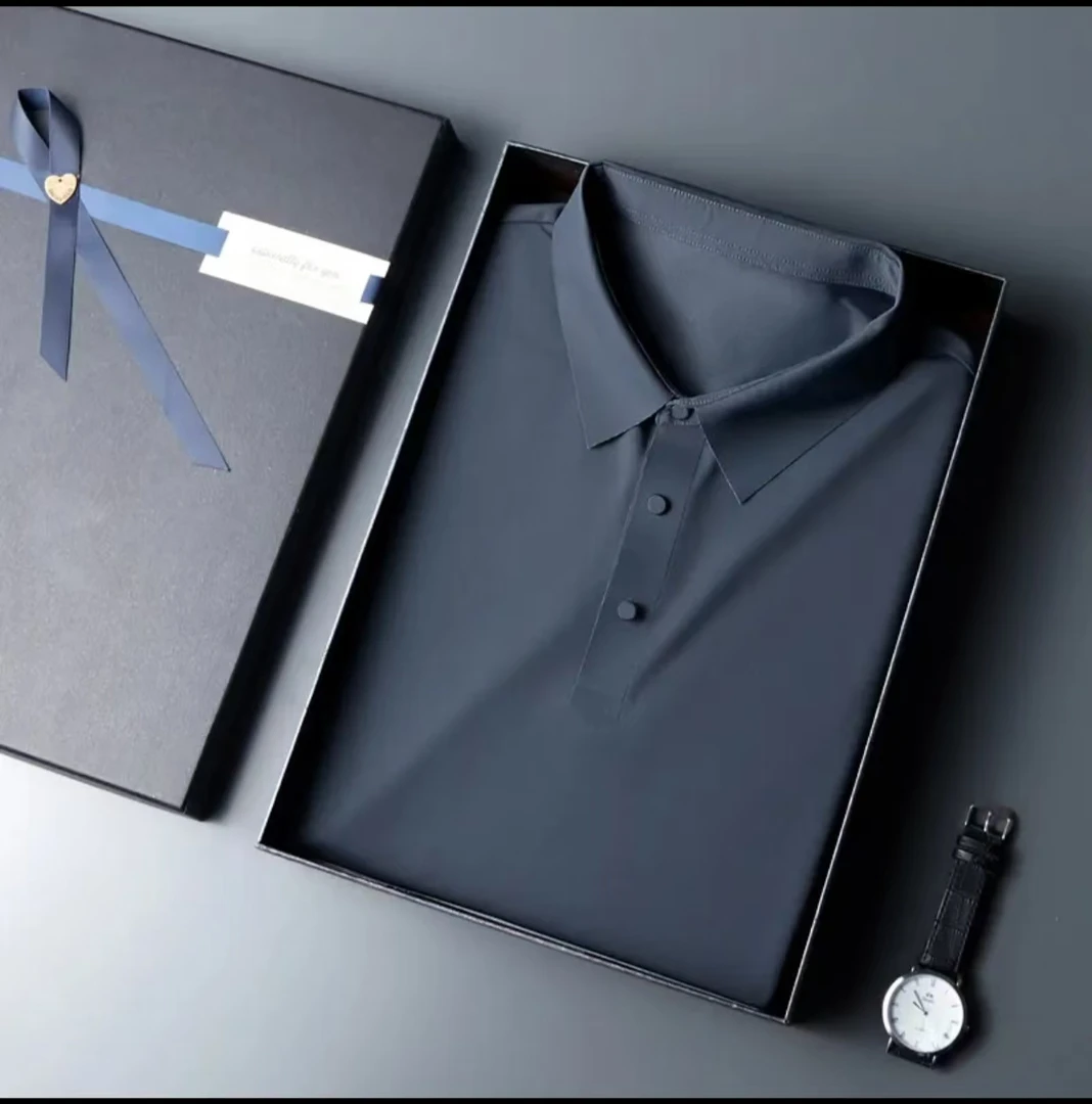 2025年夏季新款高级修身显瘦休闲男士冰丝无痕POLO衫