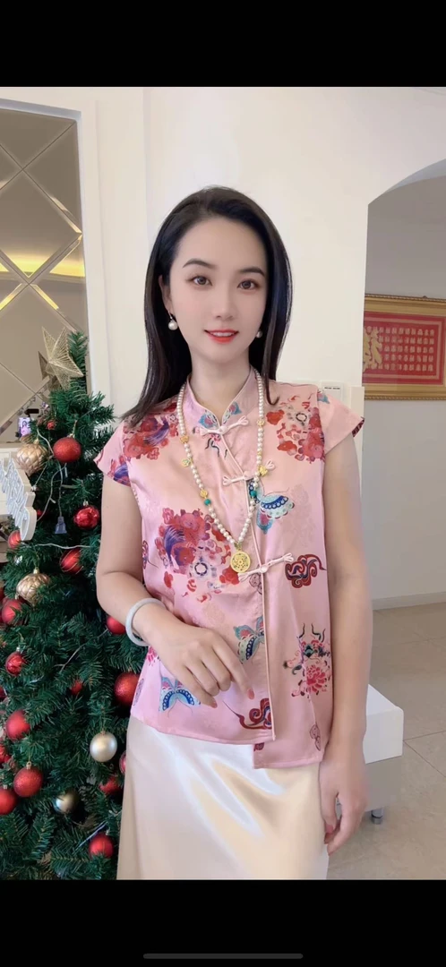 彩蝶新中式国风夏季高级感短袖小衫百搭上衣