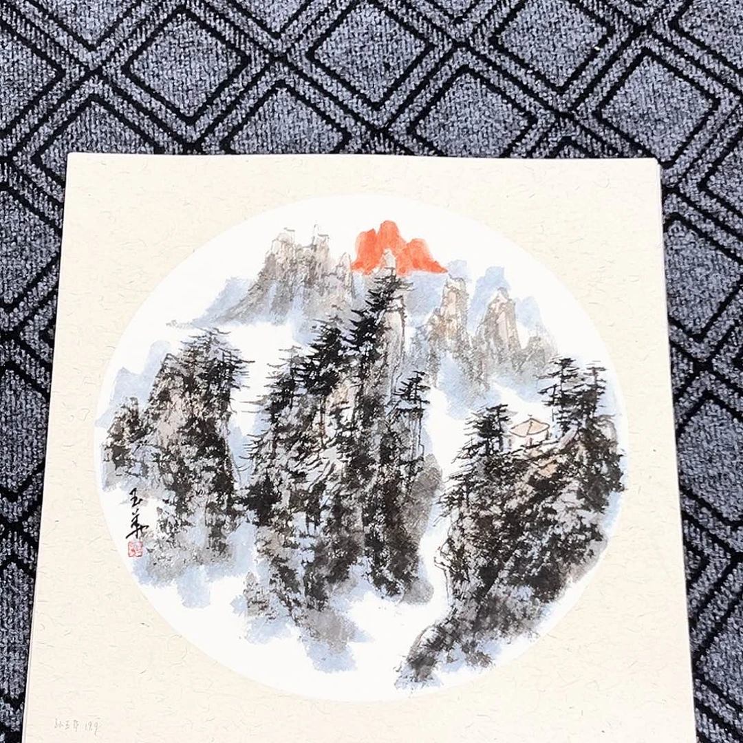 国画孙玉华老师三尺斗方圆片冯