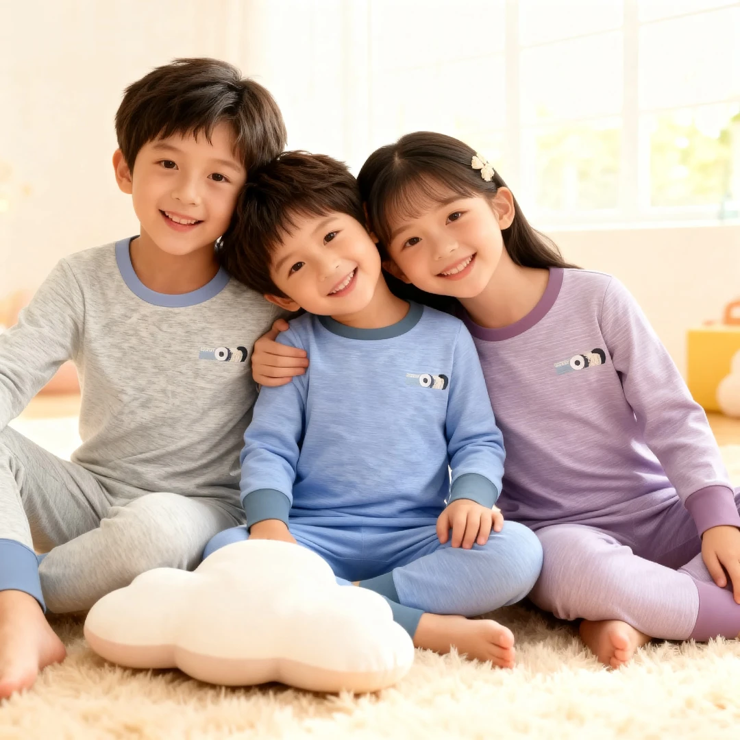 【东塔1】绵羊绒保暖内衣套装男童女童秋衣裤圆领秋衣宝宝