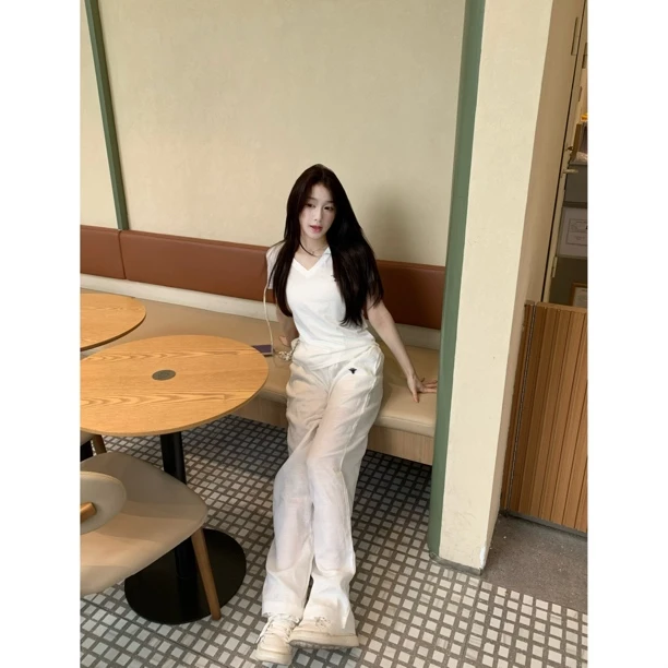 【梦梦服饰】2025春夏新款亚麻设计感洋气T恤+阔腿裤