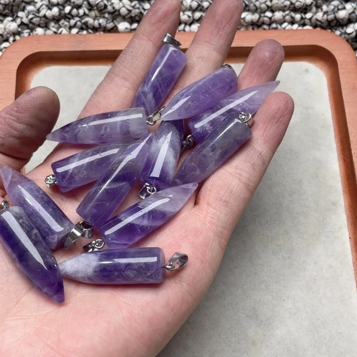 玛瑙/玉髓合金珠宝半成品一个12mm紫水晶吊坠