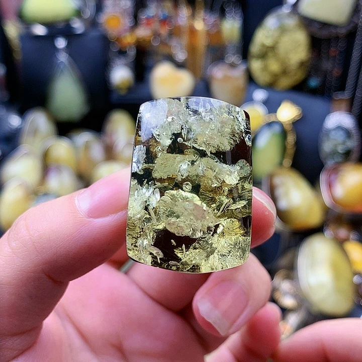 琥珀裸石银S925镶嵌冷**境戒指