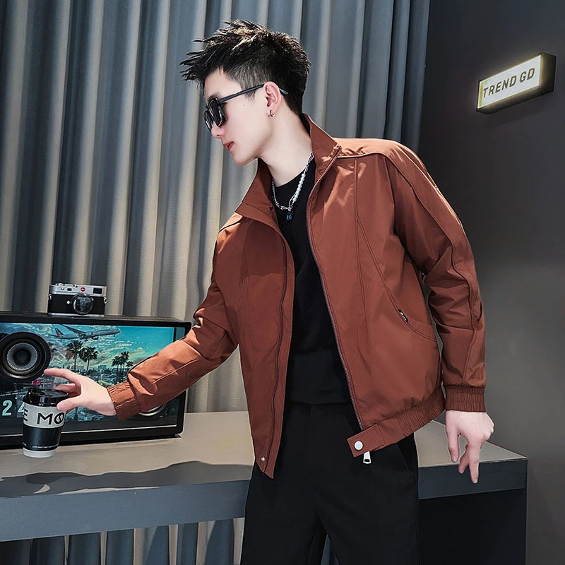 男款外套春秋季2025新款潮牌男装高级感立领夹克男士春装短款外衣