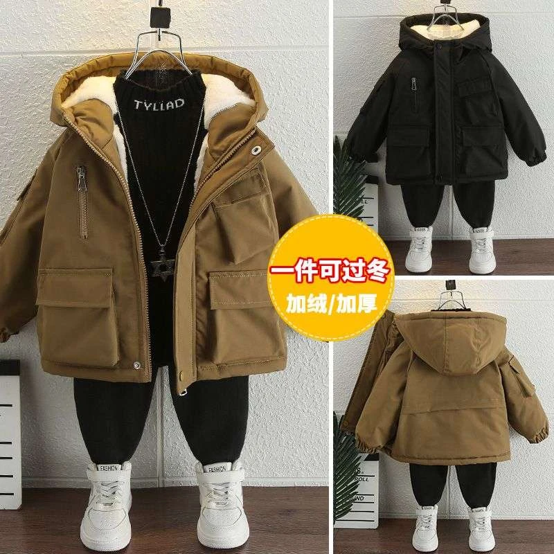 男童冬装棉服2025新款中小儿童装冬款加绒加厚服宝宝保暖外套