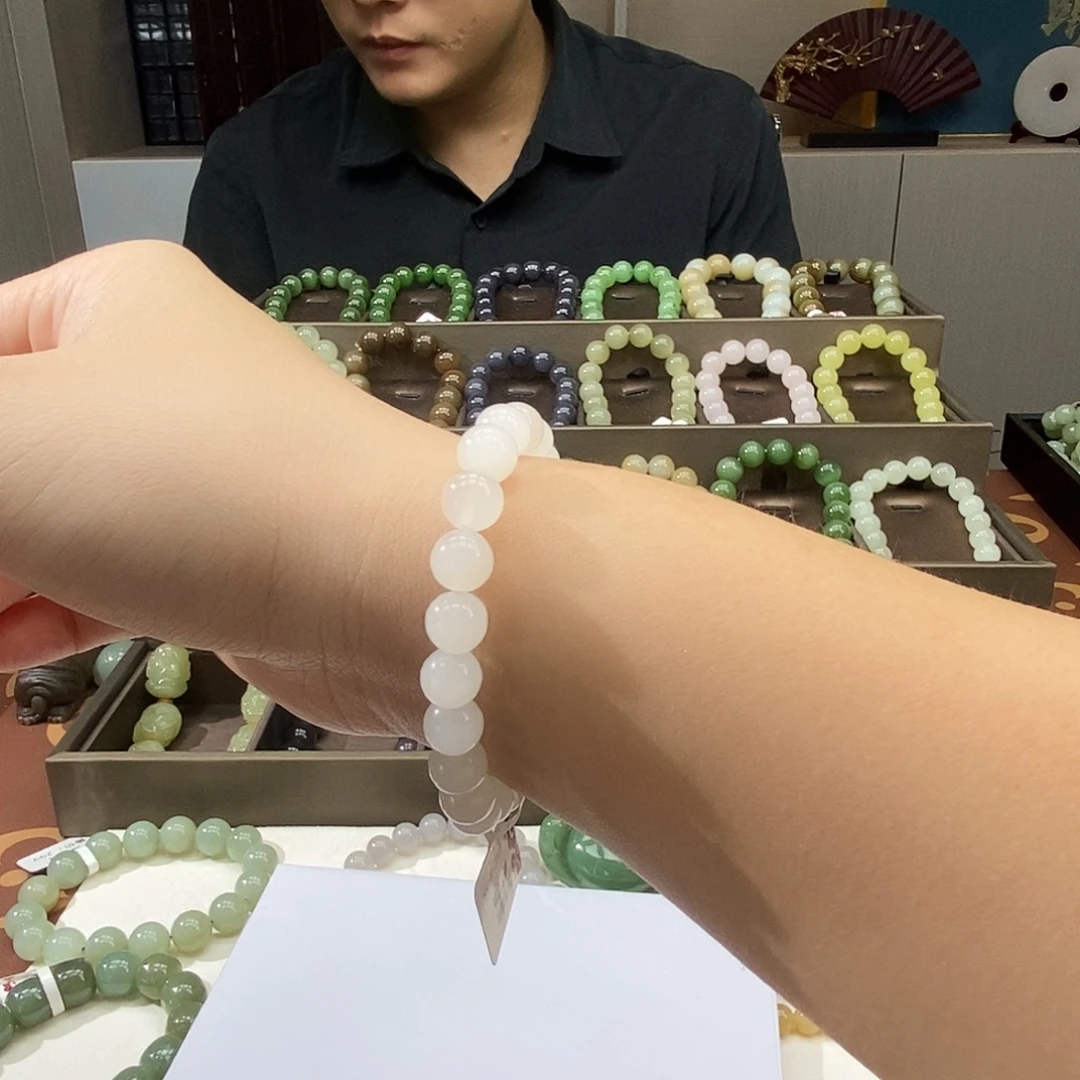 和田玉未镶嵌手串8白玉