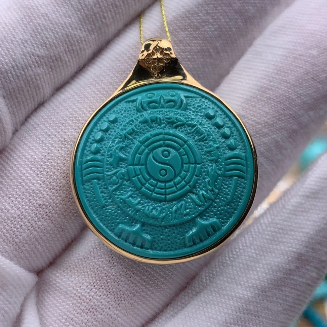 绿松石珠宝奇石18K金镶嵌