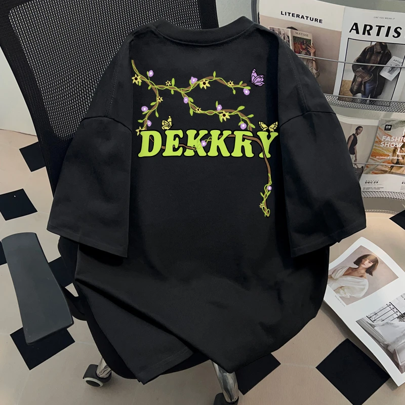 jtrt美式复古小恶魔花卉印花夏季纯棉短袖T恤男女嘻哈风潮牌上衣