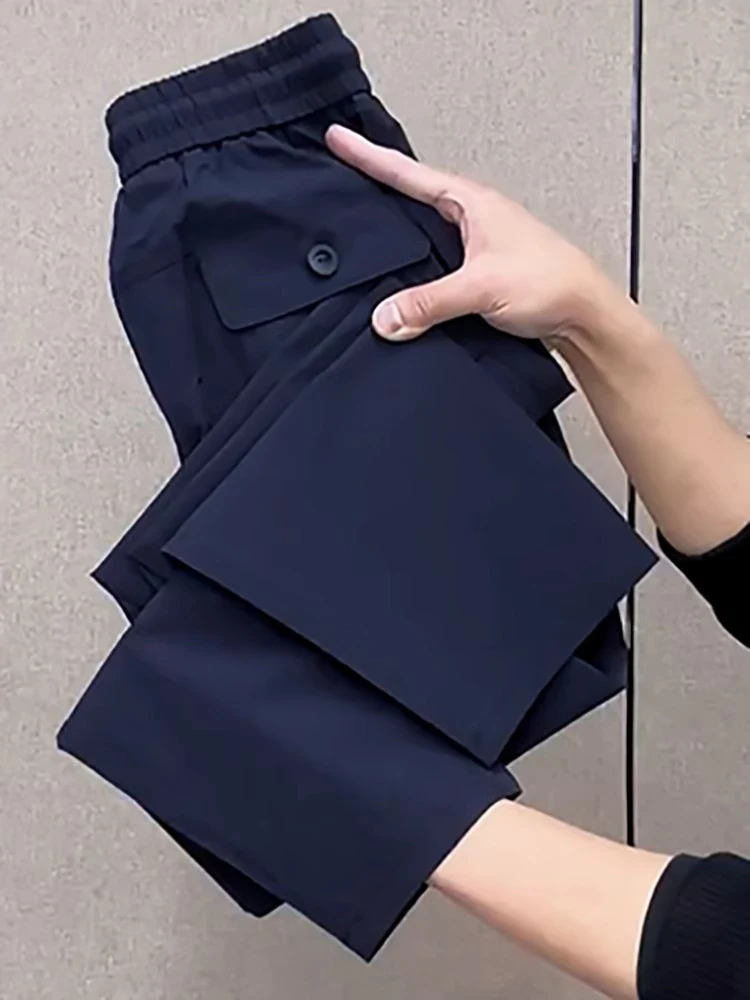 新款弹力哈伦裤薄款高腰速干运动休闲裤阔腿裤萝卜裤洋气百搭夏季