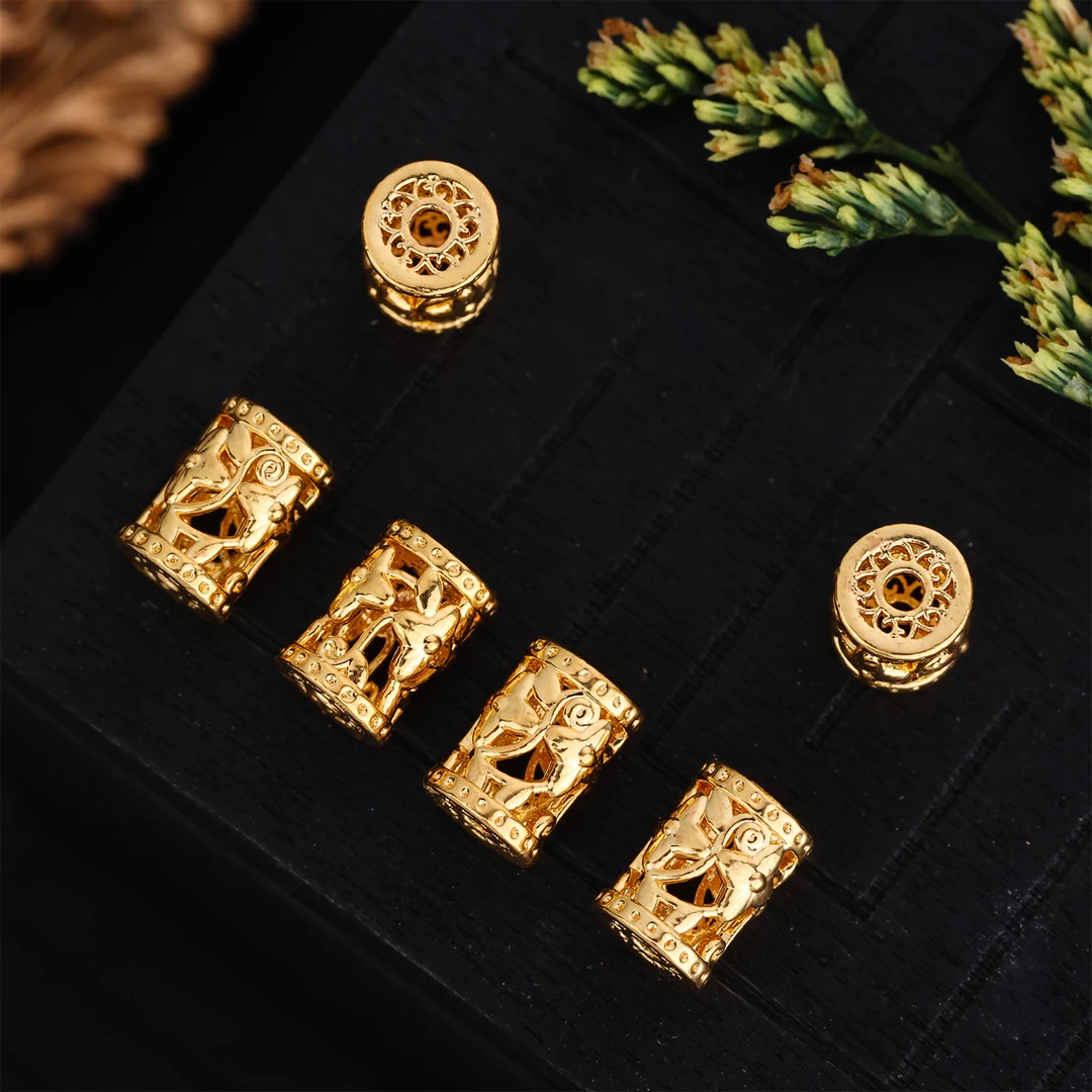 【来福工厂】18k金花丝牡丹花桶珠DIY手串项链隔珠配饰配件