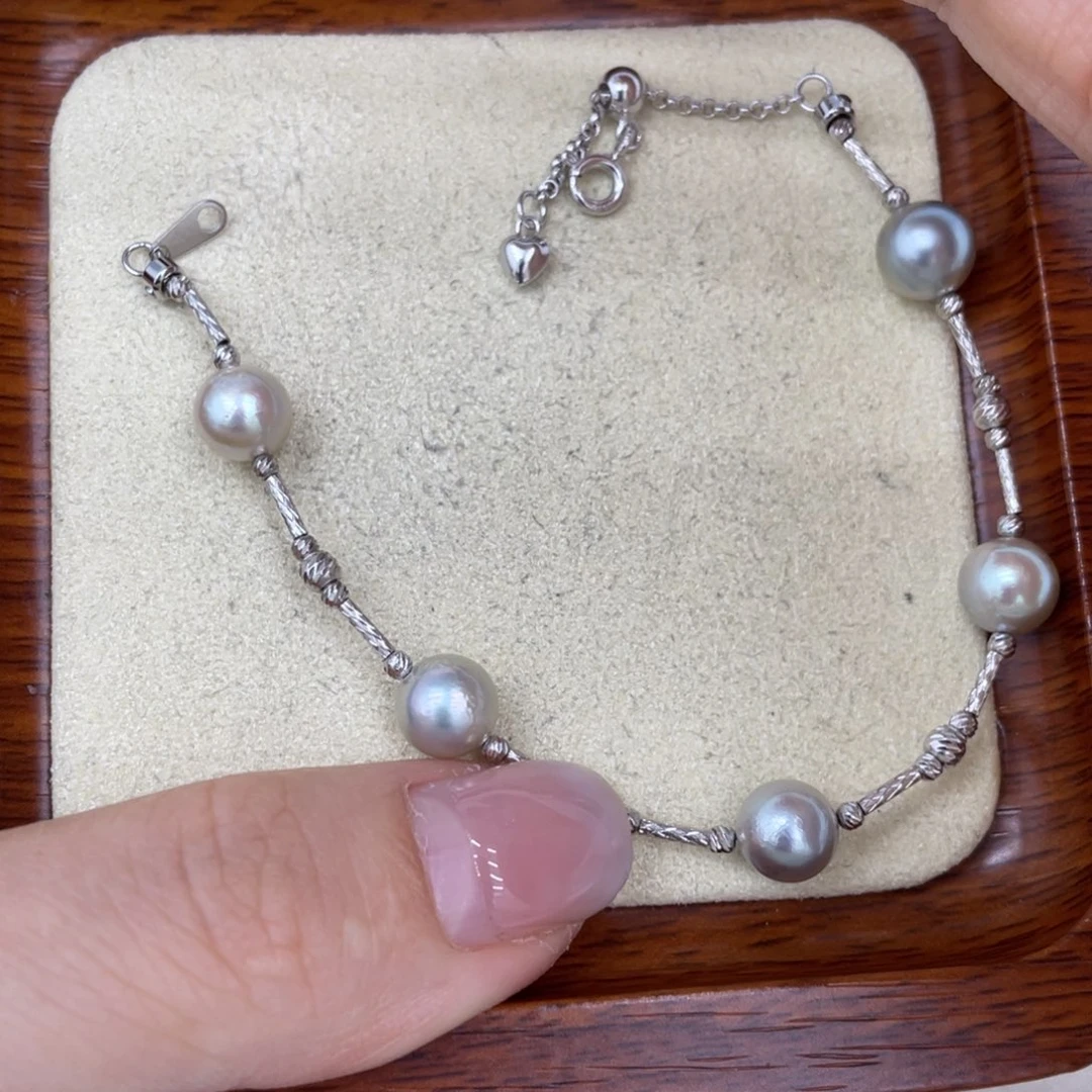 银S925镶嵌海水珍珠手绳