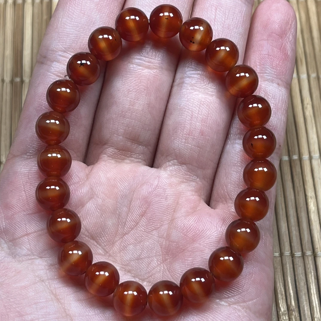 红色冰透天然玛瑙手串