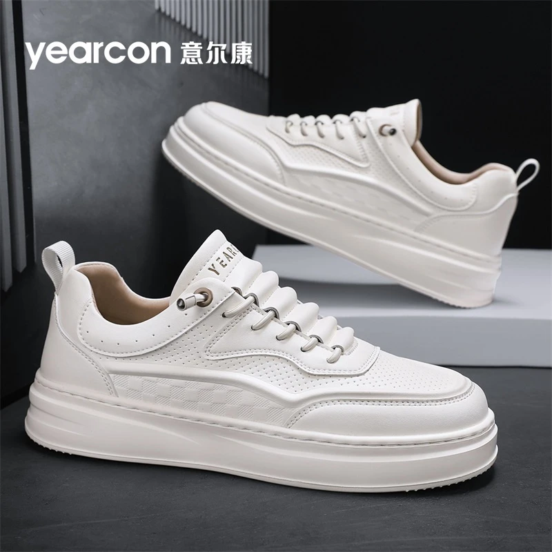 意尔康小白鞋男2025新款秋冬季爆款厚底增高板鞋百搭低帮休闲男鞋